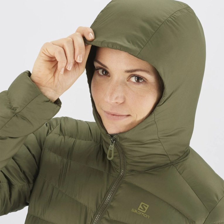 Olive Salomon Essential Xwarm Long Women's Insulated Jackets | IE MT4718